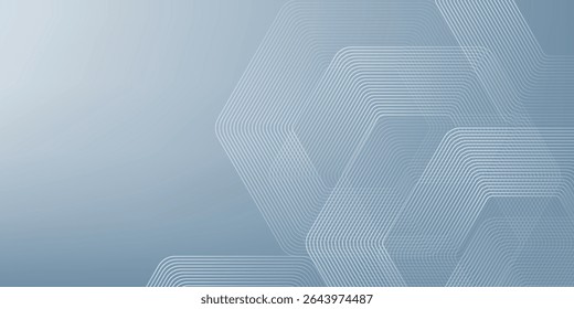Abstract hexagon lines on gray background. Geometric stripe line art design for poster, brochure, cover, website, banner.