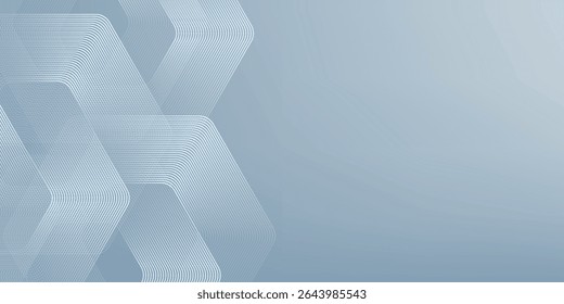 Abstract hexagon lines on gray background. Geometric stripe line art design modern