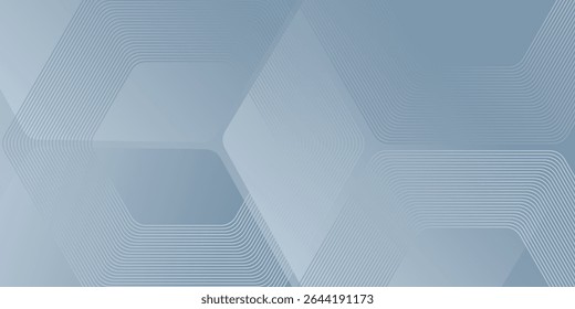 Abstract hexagon lines on gray background. Geometric stripe line art design modern