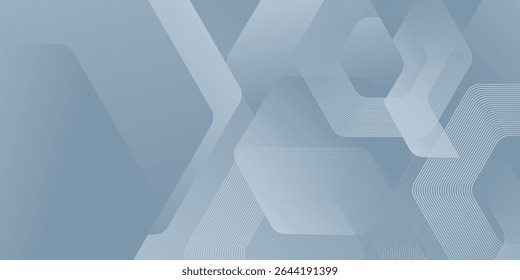 Abstractas líneas hexagonales sobre fondo gris. Diseño de arte de línea de rayas geométricas moderno