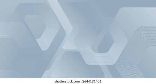 Abstract hexagon lines on gray background. Geometric stripe line art design modern