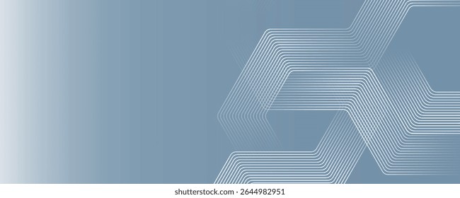 Abstract hexagon lines on gray background. Geometric stripe line art design for poster, brochure, cover, website, banner.