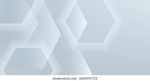 Linhas hexágonas abstratas sobre fundo cinza. Arte de linha de faixa geométrica