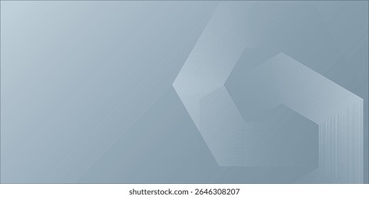 Abstract hexagon lines on gray background. Geometric stripe line art  hexagon