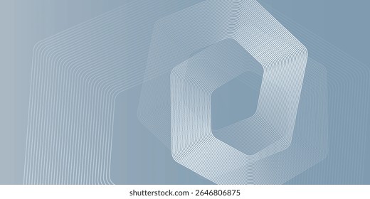 Abstract hexagon lines on gray background. Geometric stripe line art design modern