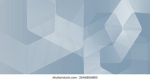 Abstract hexagon lines on gray background. Geometric stripe line art design modern
