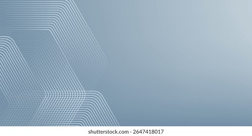 Abstract hexagon lines on gray background. Geometric stripe line art design modern