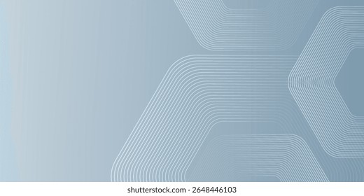 Linhas hexágonas abstratas sobre fundo cinza. Projeto de arte de linha de faixa geométrica moderno