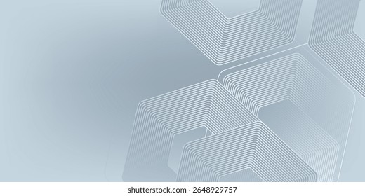 Abstractas líneas hexagonales sobre fondo gris. Diseño de arte de línea de rayas geométricas moderno
