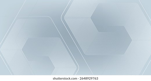 Abstractas líneas hexagonales sobre fondo gris. Diseño de arte de línea de rayas geométricas moderno
