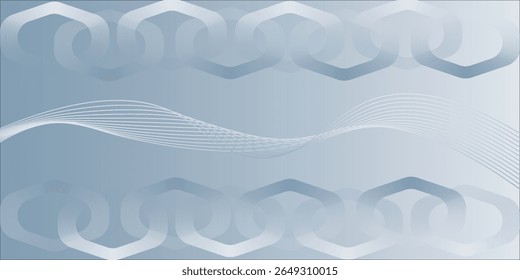 Abstract hexagon lines on gray background. Geometric stripe line art design for poster, brochure, cover, website, banner
