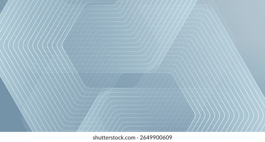 Abstract hexagon lines on gray background. Geometric stripe line art design modern