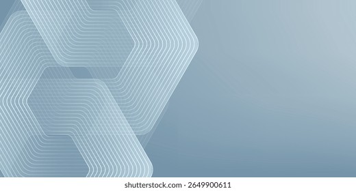 Abstract hexagon lines on gray background. Geometric stripe line art design modern