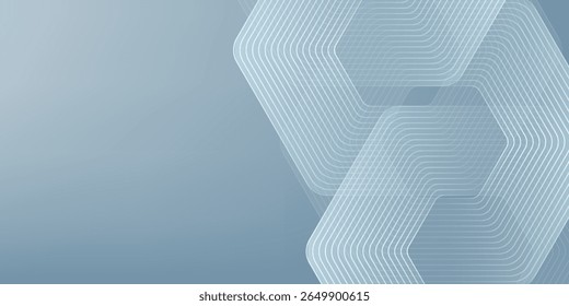Abstract hexagon lines on gray background. Geometric stripe line art design modern