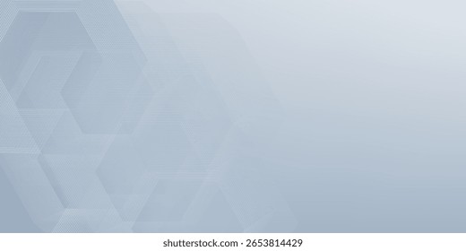 Abstract hexagon lines on gray background. Geometric stripe line art