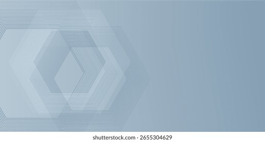 Abstract hexagon lines on gray background. Geometric stripe line art design modern