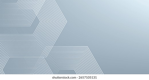  Linhas hexágonas abstratas sobre fundo cinza. Projeto de arte de linha de faixa geométrica modern.eps 10