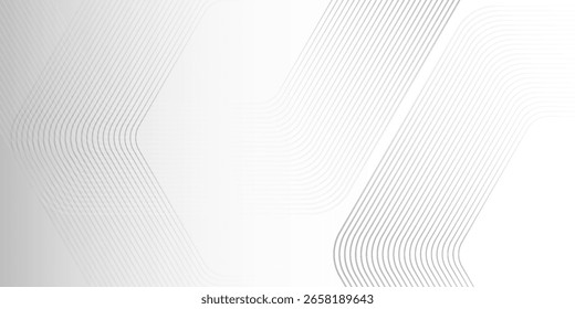 Abstractas líneas hexagonales sobre fondo gris. Diseño de arte de línea de rayas geométricas moderno.