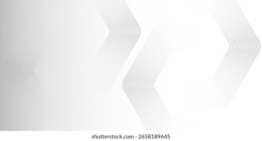 Abstractas líneas hexagonales sobre fondo gris. Diseño de arte de línea de rayas geométricas moderno.