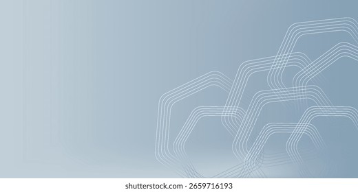 Abstractas líneas hexagonales sobre fondo gris. Diseño de arte de línea de rayas geométricas moderno