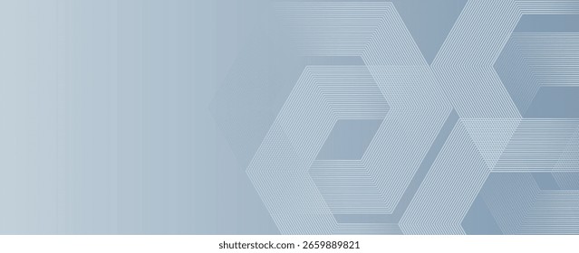 Abstract hexagon lines on gray background. Geometric stripe line art design modern. vector