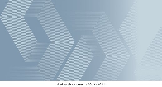 Linhas hexágonas abstratas sobre fundo cinza. Projeto de arte de faixa geométrica moderno, ilustração vetorial eps10.