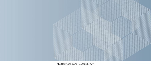 Abstract hexagon lines on gray background. Geometric stripe line art design modern. vector