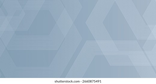 Abstrakte Sechsecklinien auf grauem Hintergrund. Geometrisches Streifenlinien-Kunstdesign für Poster. Vektorgrafik.