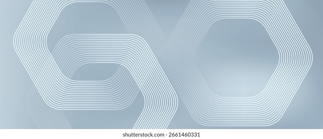 Abstractas líneas hexagonales sobre fondo gris. Diseño de arte de línea de rayas geométricas moderno. Vector EPS10
