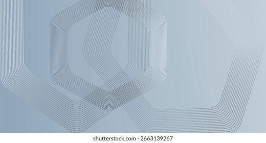 Abstract hexagon lines on gray background. Geometric stripe line art design modern