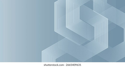Abstract hexagon lines on gray background. Geometric stripe line art design modern