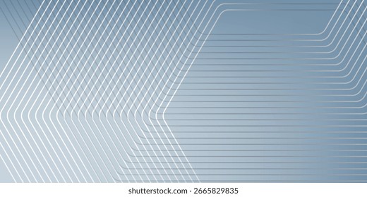 Linhas hexágonas abstratas sobre fundo cinza. Projeto de arte de linha de faixa geométrica para cartaz, brochura, capa, site, banner.