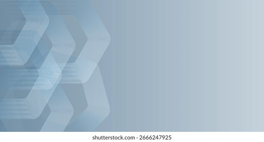 Abstractas líneas hexagonales sobre fondo gris. Diseño de arte de línea de rayas geométricas moderno eps10