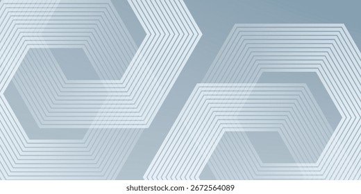 Abstract hexagon lines on gray background. Geometric stripe line art design modern