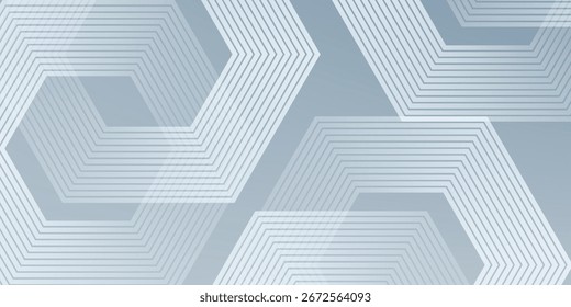 Abstract hexagon lines on gray background. Geometric stripe line art design modern