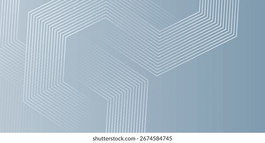 Abstract hexagon lines on gray background. Geometric stripe line art design 