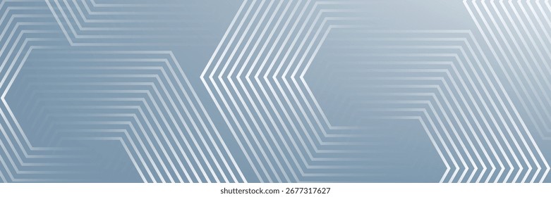 Linhas hexágonas abstratas sobre fundo cinza. Projeto de arte de linha de faixa geométrica para cartaz, brochura, capa, site, banner.