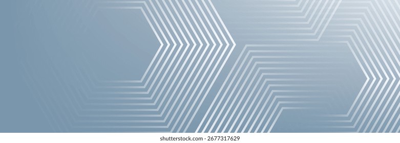 Abstract hexagon lines on gray background. Geometric stripe line art design for poster, brochure, cover, website, banner.