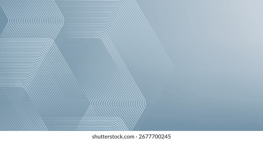 Abstract hexagon lines on gray background. Geometric stripe line art design for poster, brochure, cover, website, banner.