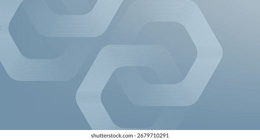 Abstract hexagon lines on gray background. Geometric stripe line art design modern