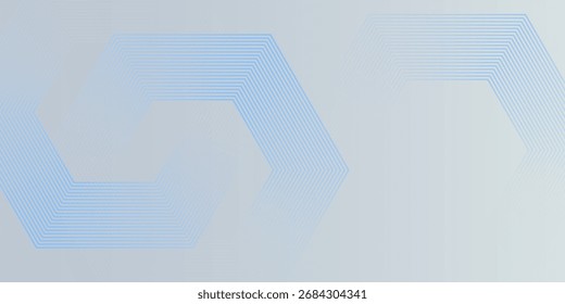 Abstractas líneas hexagonales sobre fondo gris. Ilustración vectorial moderna del diseño del arte de la línea de la raya geométrica.