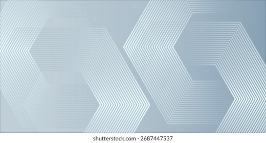 Abstract hexagon lines on gray background. Geometric stripe line art design modern