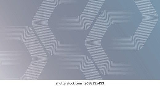 Abstractas líneas hexagonales sobre fondo gris. Diseño geométrico del arte de la línea de la raya para el cartel, folleto, cubierta, Sitio web, Anuncio.
