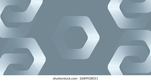 Abstract hexagon lines on gray background. Geometric stripe line art design modern