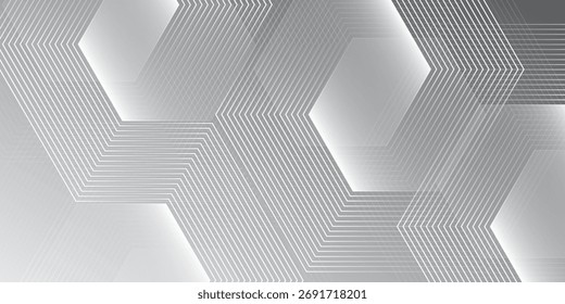 Abstract hexagon lines on gray background. Geometric stripe modern elegant nice 