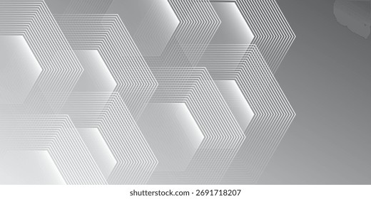 Abstrakte Sechsecklinien auf grauem Hintergrund. Geometrischer Streifen modern 