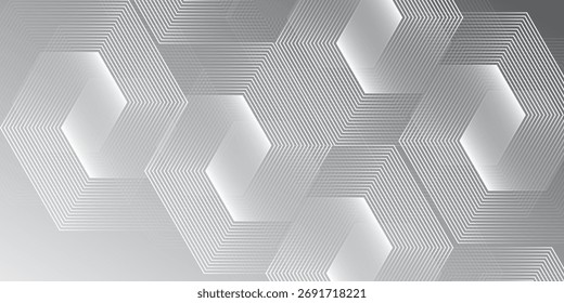 Abstract hexagon lines on gray background. Geometric stripe modern elegant nice art