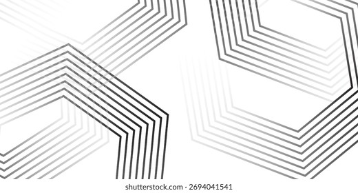 Abstract hexagon lines on gray background. Geometric stripe line art design modern