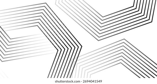 Abstract hexagon lines on gray background. Geometric stripe line art design modern.