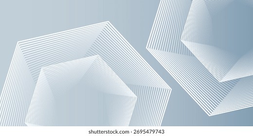 Linhas hexágonas abstratas sobre fundo cinza. Projeto de arte de linha de faixa geométrica moderno